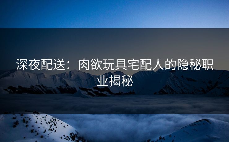 深夜配送：肉欲玩具宅配人的隐秘职业揭秘  第1张