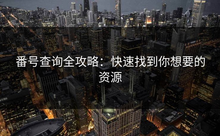 番号查询全攻略：快速找到你想要的资源